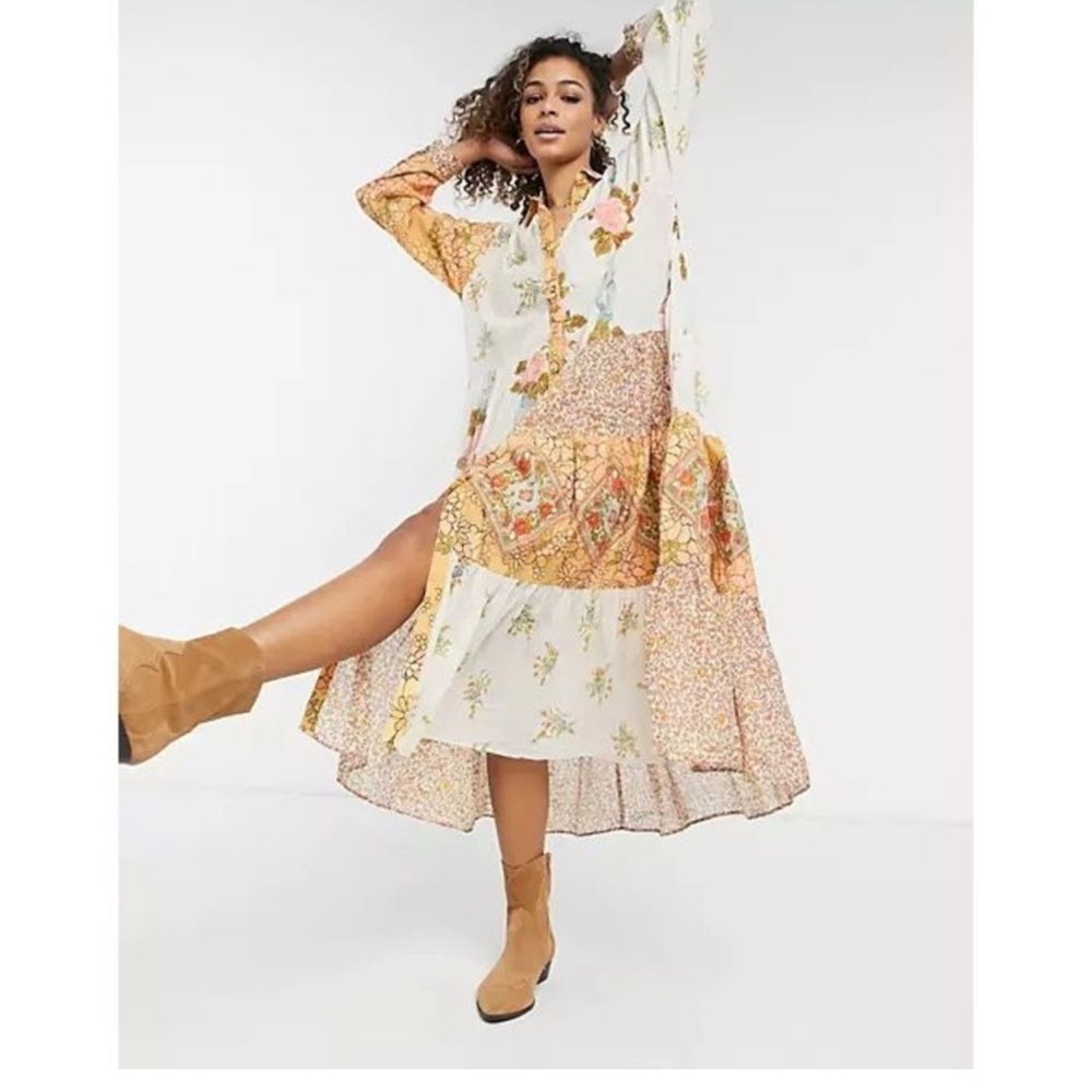Free People Floral Patchwork Maxi Dress